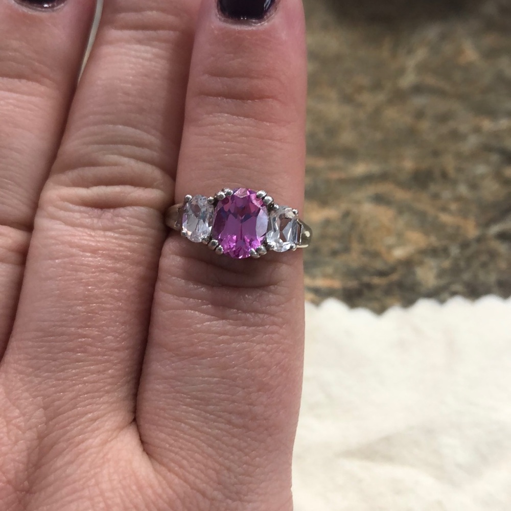 Sterling silver lab created pink/white sapphire